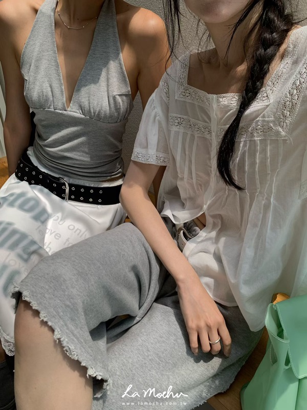 排扣蕾絲傘狀襯衫
